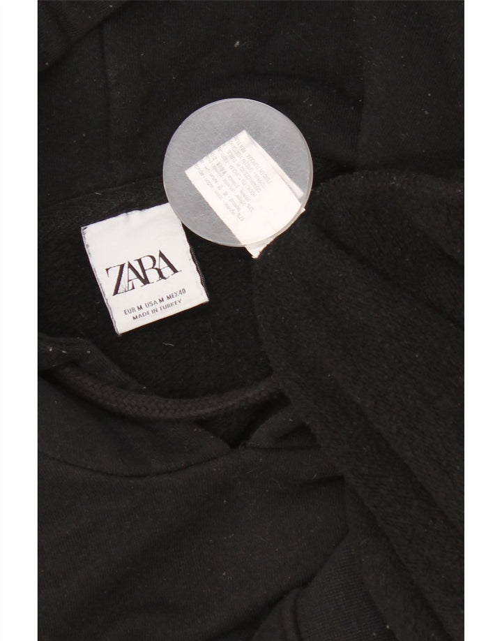 Felpa con cappuccio da uomo Zara in cotone nero medio