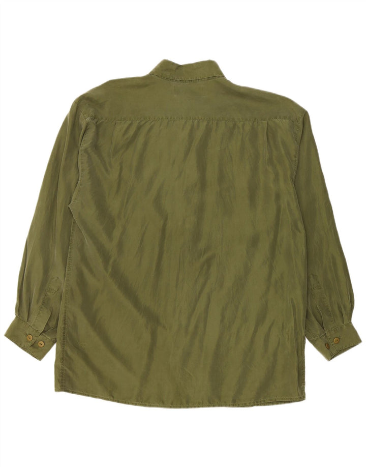 Camicia vintage da uomo grande in seta verde