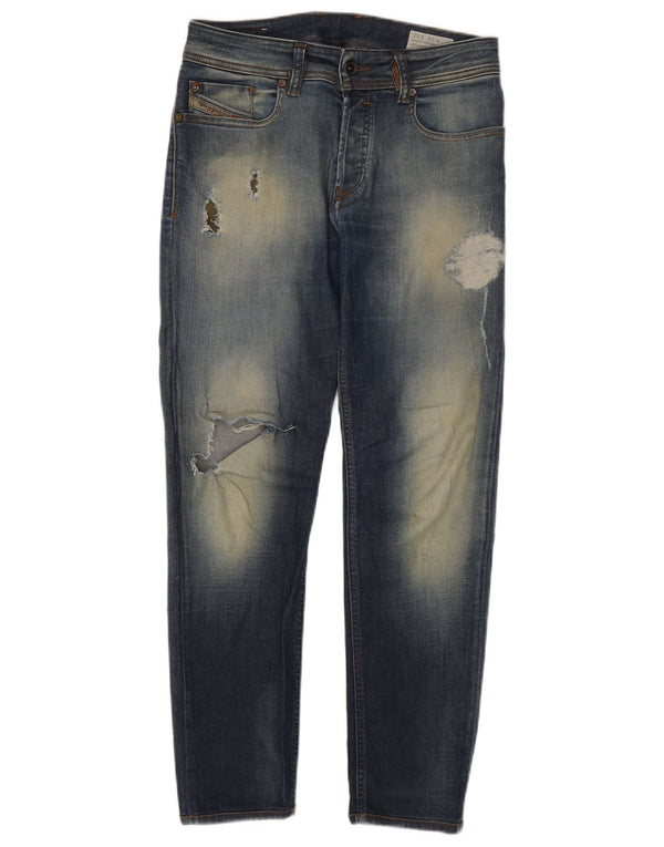 Jeans skinny slim effetto consumato da uomo Diesel W29 L29 in cotone blu navy