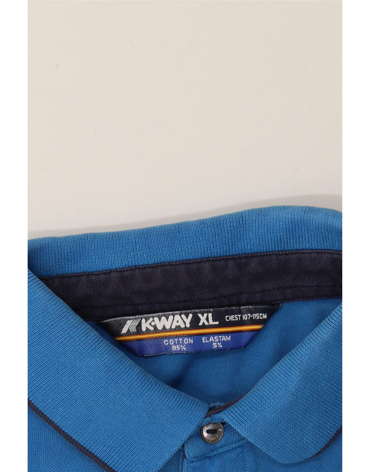 K-WAY Mens Polo Shirt XL Blue Cotton Vintage K-Way and Second-Hand K-Way from Messina Hembry 