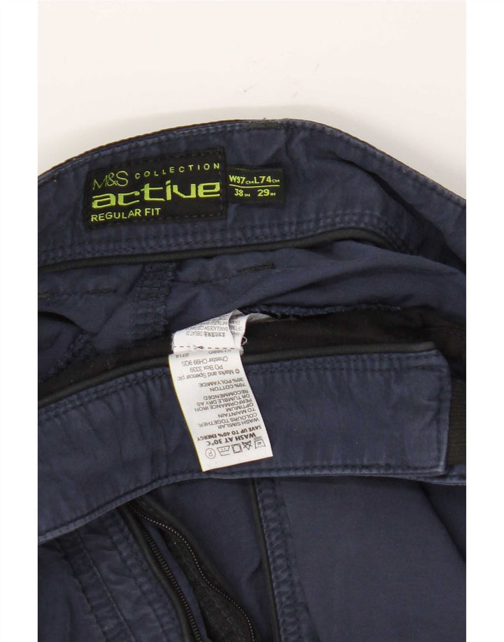Pantaloni cargo da uomo dritti vestibilità regolare Marks & Spencer W38 L29 Blu Navy