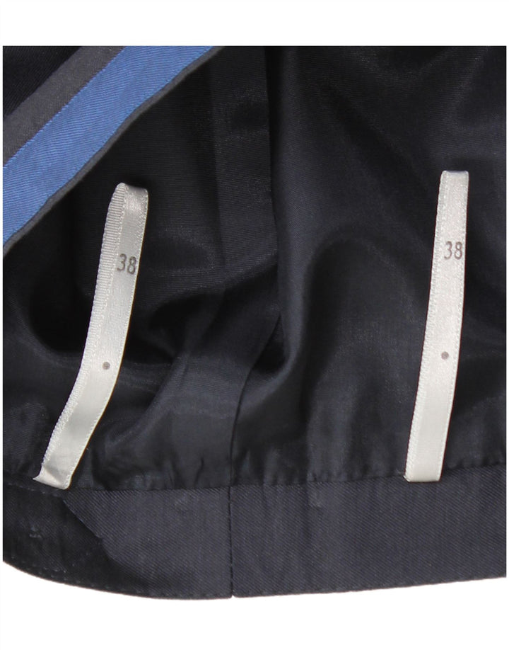 Gonna a trapezio a vita alta da donna VINTAGE EU 38 medio W28 blu navy