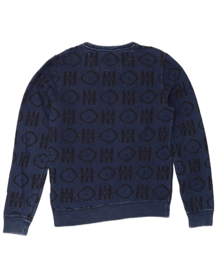 SCOTCH & SODA Mens Indigo Sweatshirt Jumper Small Navy Blue Geometric