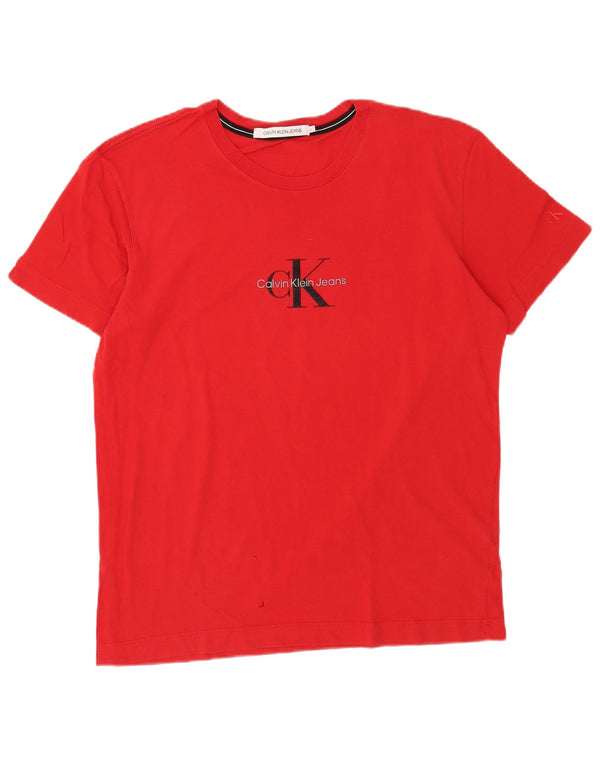 Calvin Klein Jeans T-shirt grafica da uomo Top grande in cotone rosso