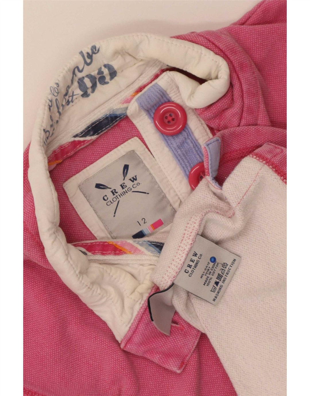 Crew Clothing Felpa da donna con collo abbottonato Maglione UK 12 Cotone rosa medio
