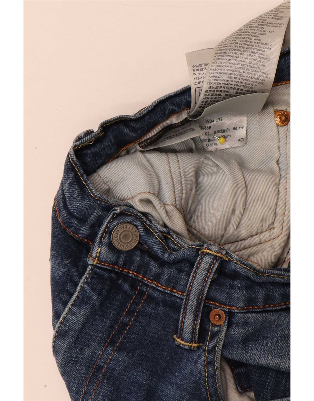 Jeans slim da uomo Levi's W34 L32 in cotone blu