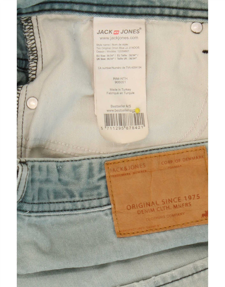 Jack & Jones Uomo Tim Slim Jeans W36 L34 Cotone Blu