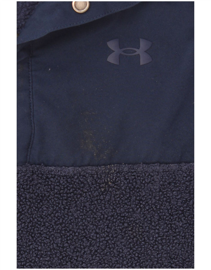 Maglione in pile da uomo Under Armour con collo a bottoni, grande in poliestere blu navy