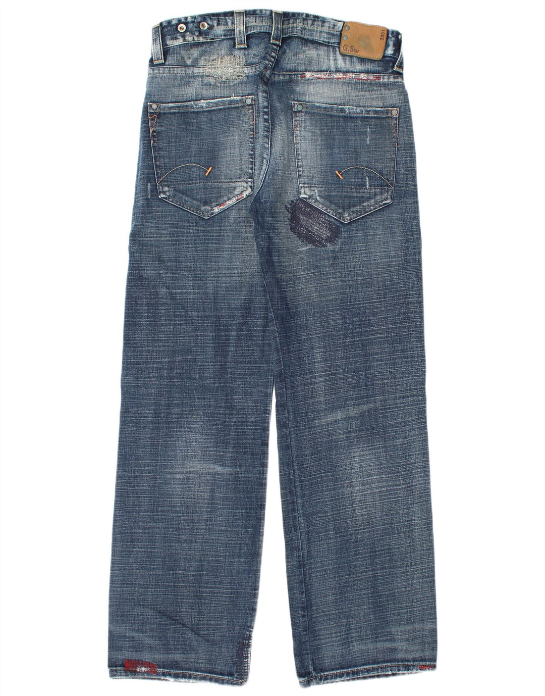 Jeans dritti invecchiati G-STAR 3301 da uomo W33 L34 cotone blu
