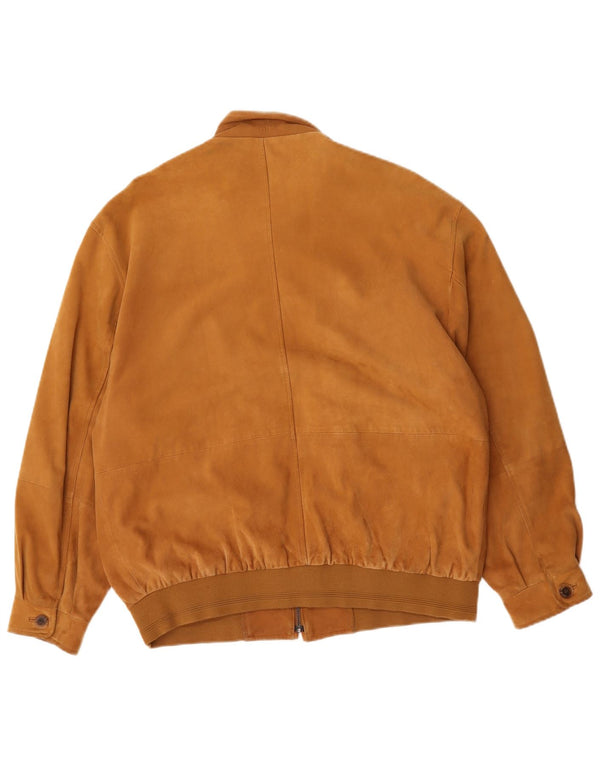 Giubbotto bomber in pelle scamosciata da uomo Daniel Hechter UK 40 grande in pelle marrone