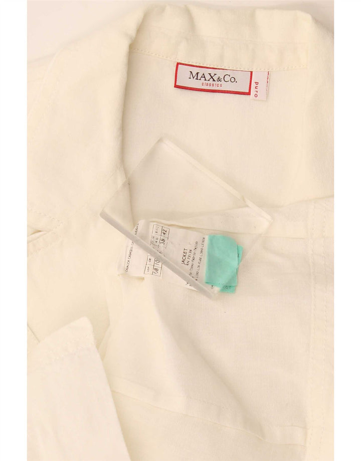 Max & Co. Giacca blazer da donna a 2 bottoni UK 10 piccola lino bianco sporco