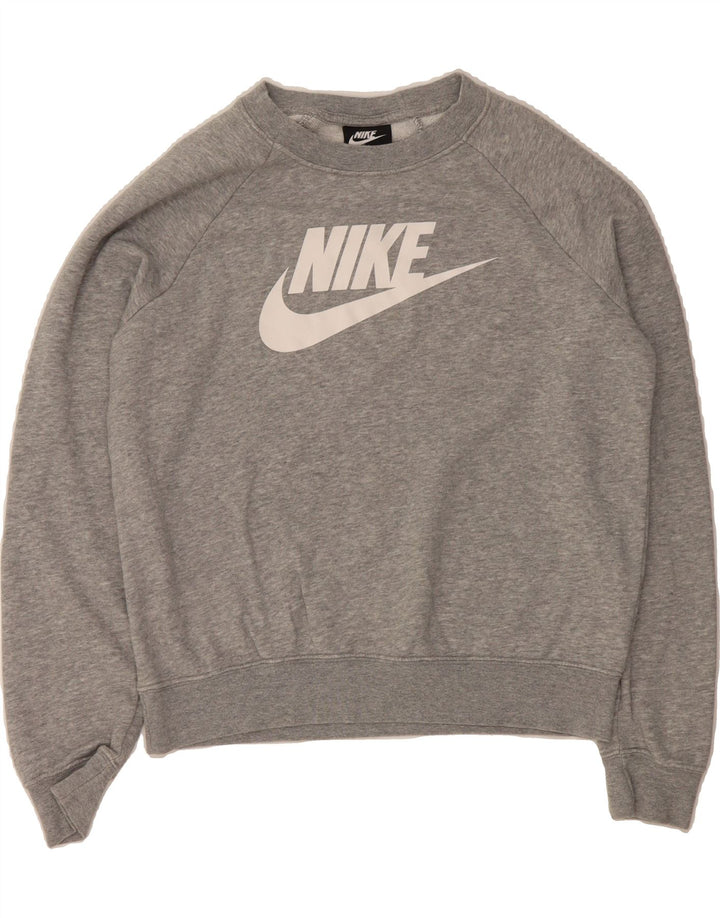 NIKE Womens Oversized Graphic Sweatshirt Jumper UK 10 Small Grey Cotton Vintage Nike and Second-Hand Nike from Messina Hembry 