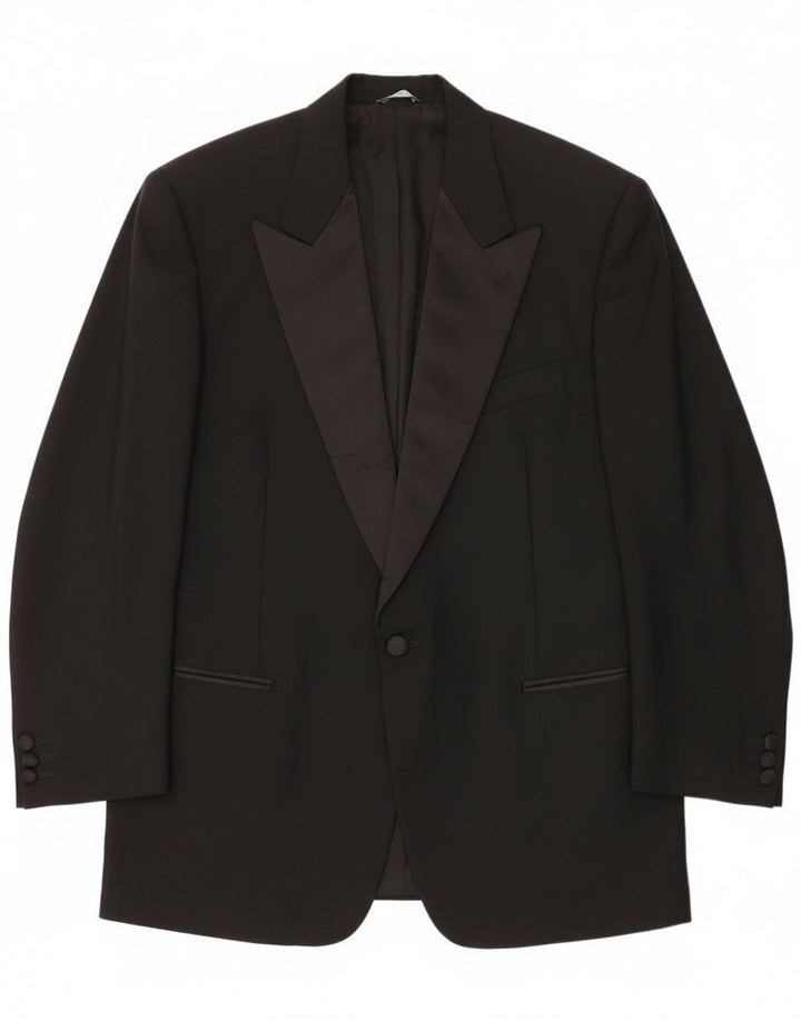 Giacca blazer da uomo a 1 bottone Mario Zegna IT 50 Large nera in lana color block