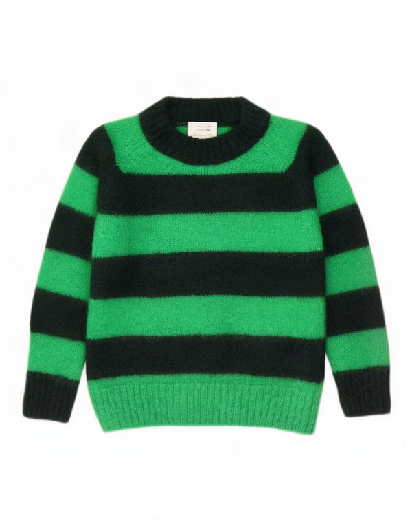 Maglione maglione collo alto da donna Cos UK 12 Mohair a righe verde medio