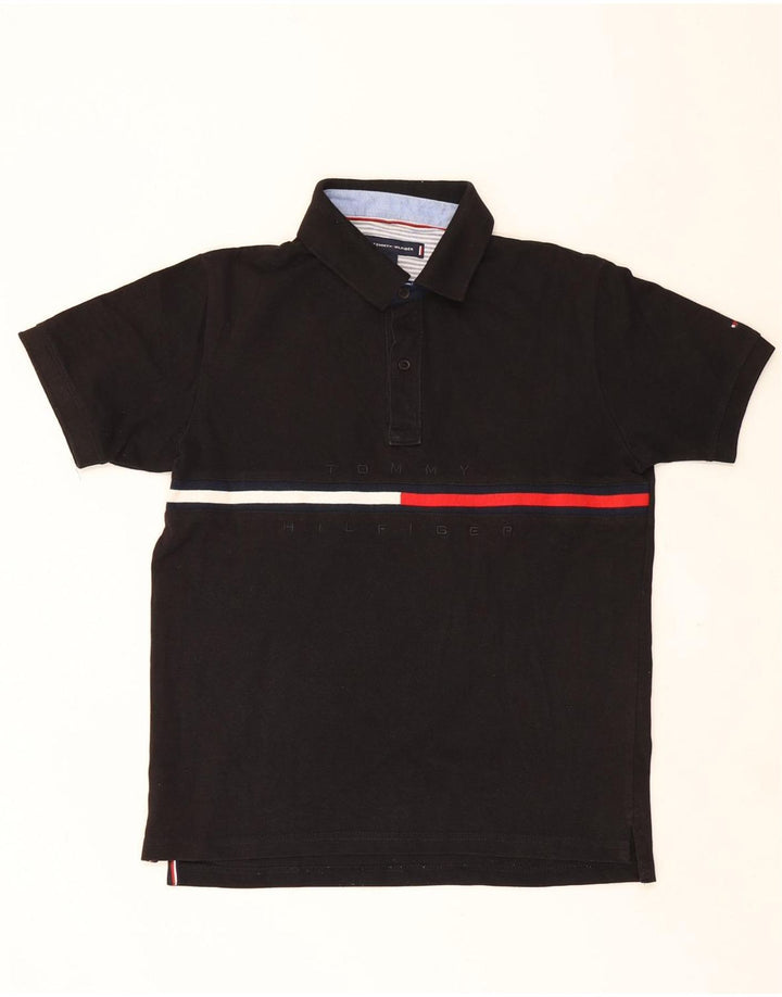 Polo da uomo Tommy Hilfiger grande in cotone nero