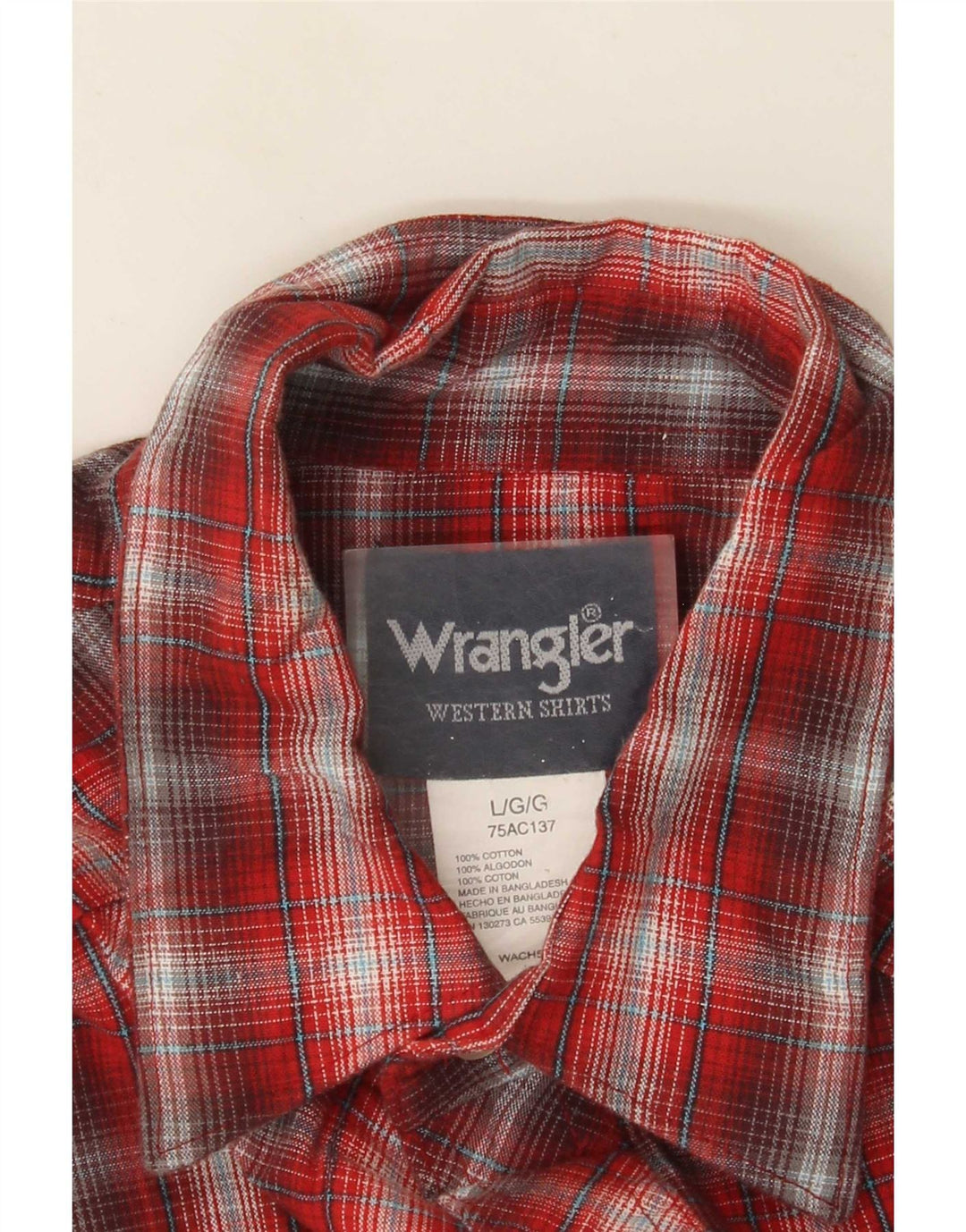Camicia da uomo in flanella western Wrangler, cotone a quadri rossi grandi