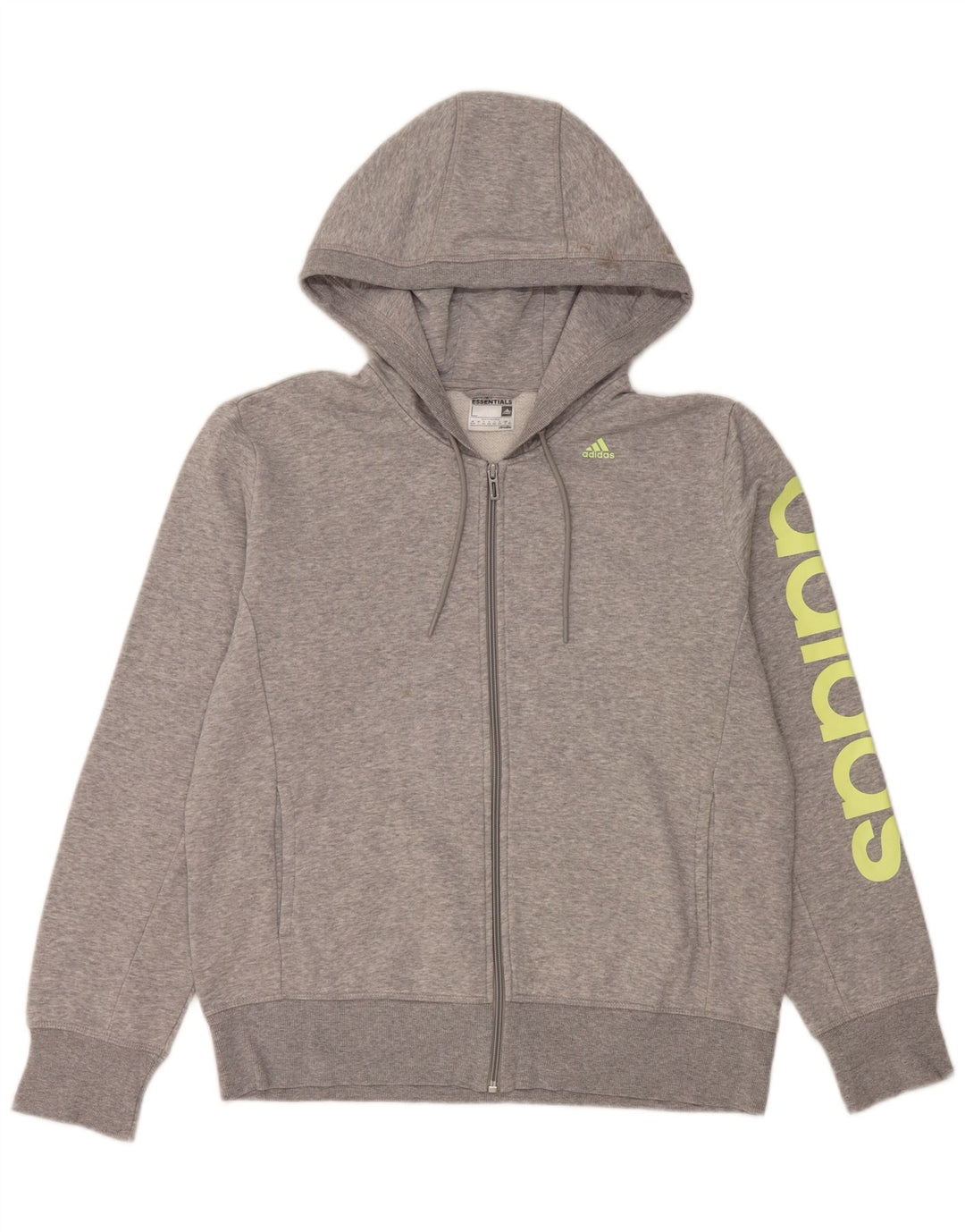 Felpa con cappuccio e zip grafica ADIDAS da donna Climalite UK 16/18 Large Grigio