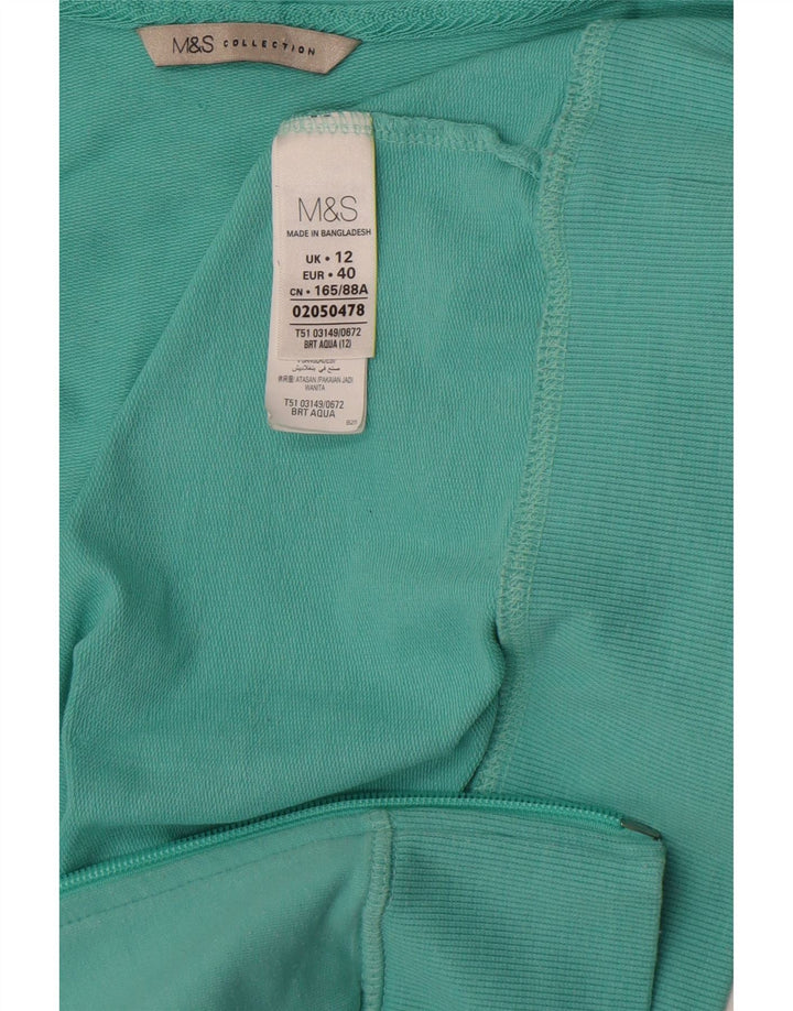 Maglione con cappuccio e zip da donna Marks & Spencer UK 12 Medio Turchese Cotone