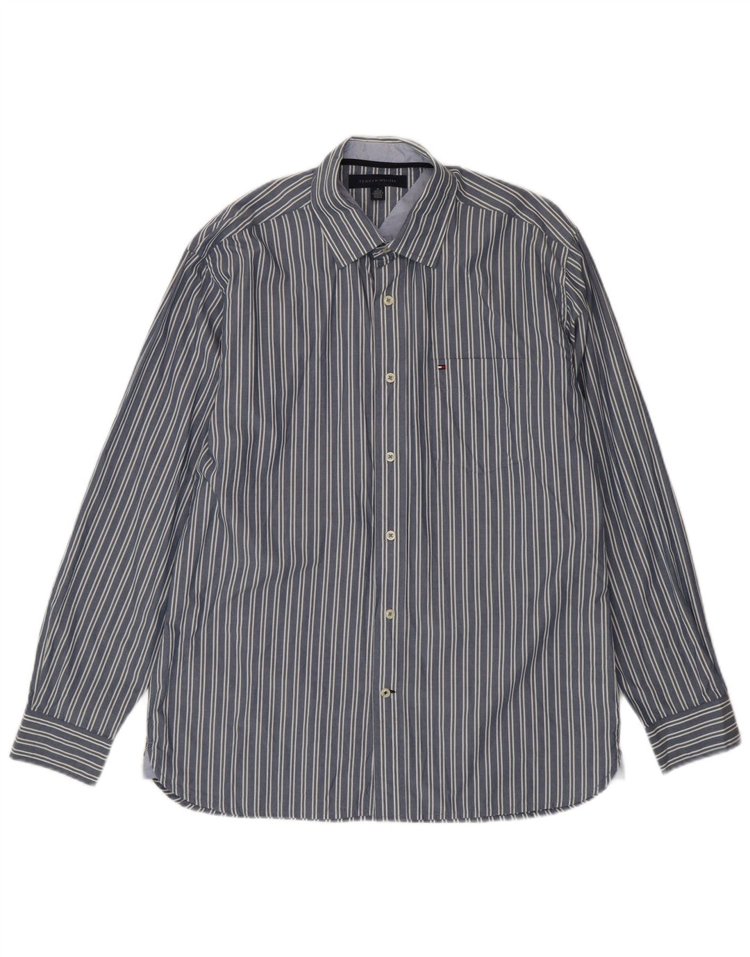 Camicia da uomo Tommy Hilfiger in cotone a righe blu medio