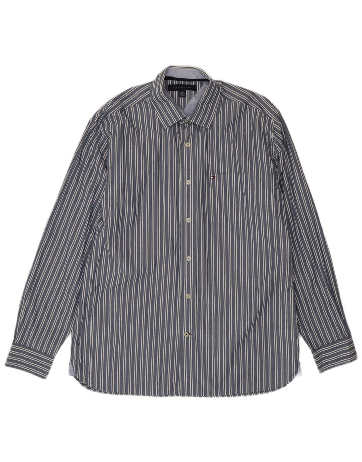 Camicia da uomo Tommy Hilfiger in cotone a righe blu medio