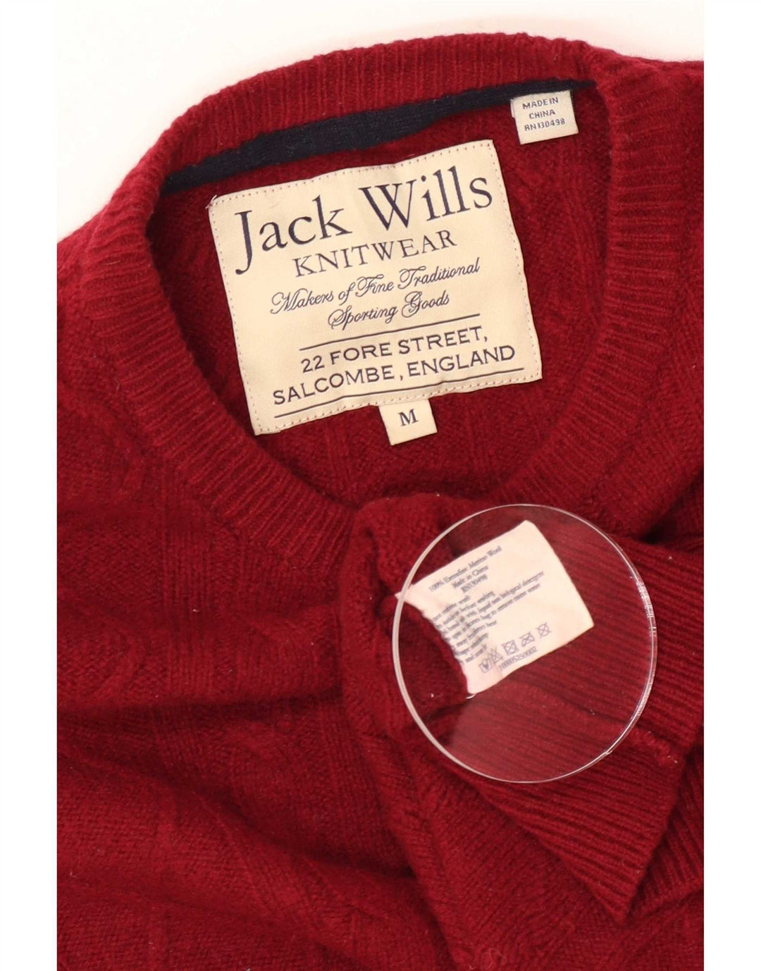 Maglione da uomo girocollo Jack Wills in lana merino marrone medio medio