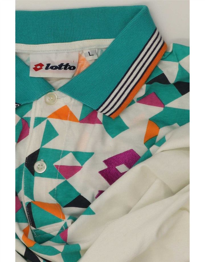 Polo da uomo Lotto Large bianca geometrica