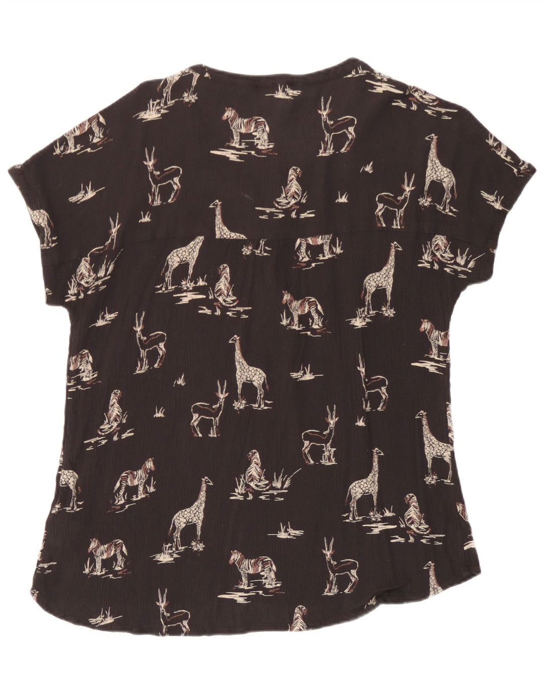 Camicetta grafica da donna Fat Face Top UK 14 Large in viscosa nera