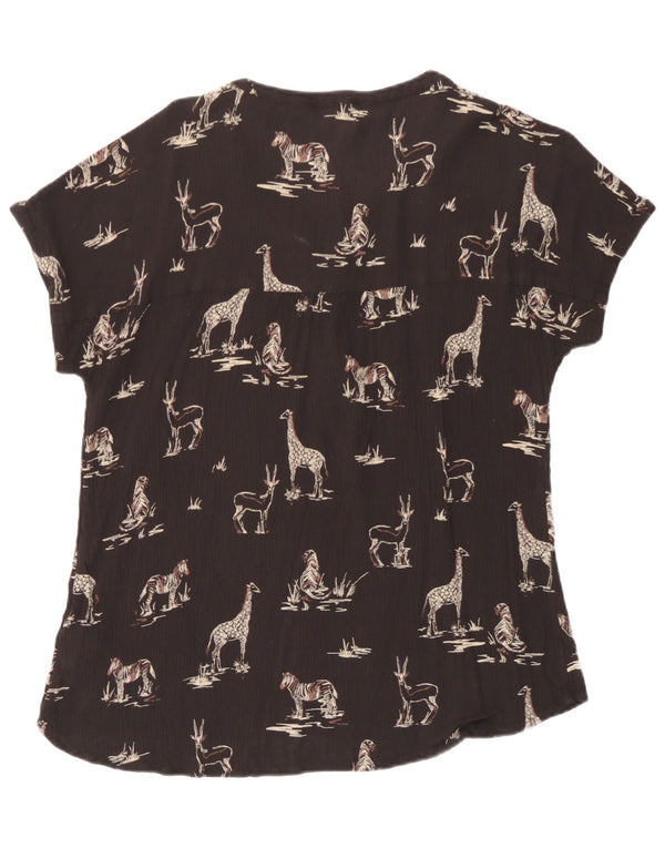 Camicetta grafica da donna Fat Face Top UK 14 Large in viscosa nera