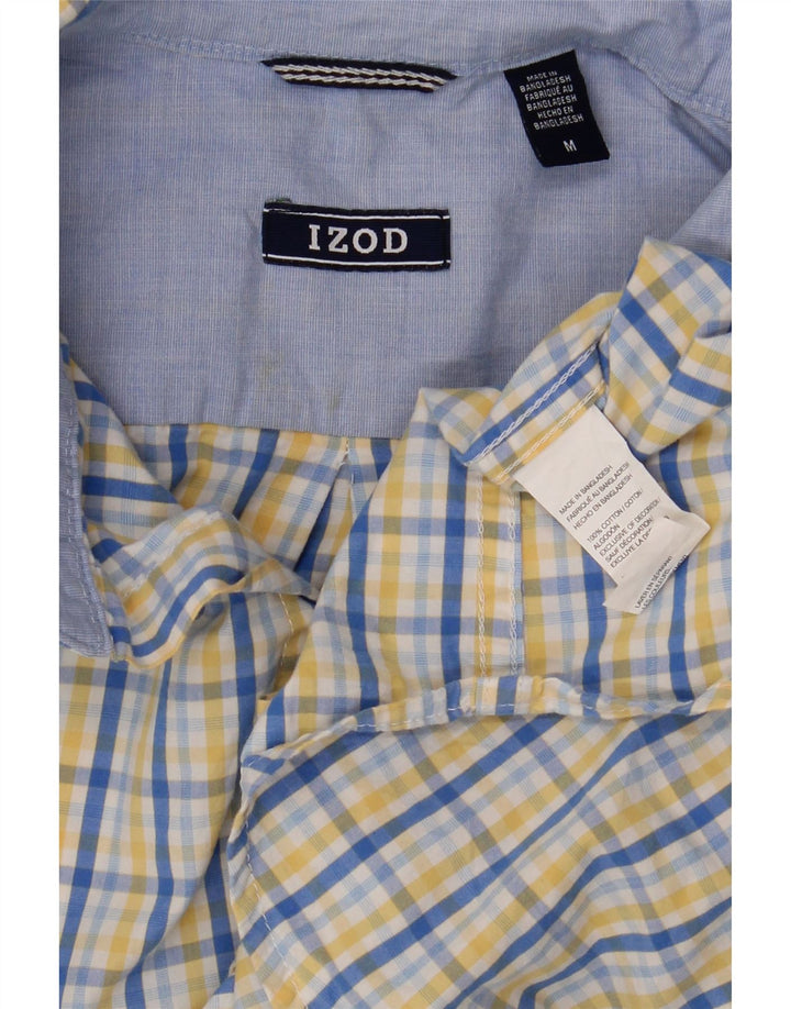 IZOD Mens Short Sleeve Shirt Medium Yellow Check Cotton Vintage Izod and Second-Hand Izod from Messina Hembry 