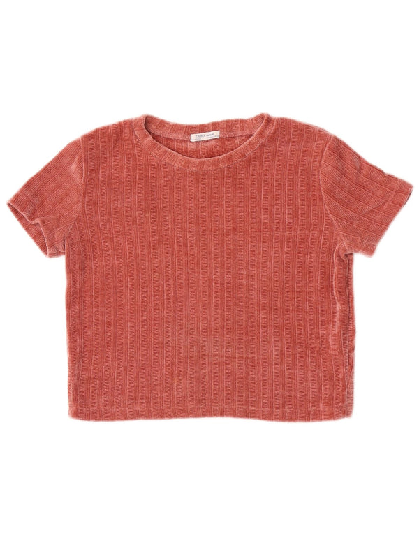 T-shirt corta in velluto da donna Trafaluc Zara UK 12 poliestere rosso medio