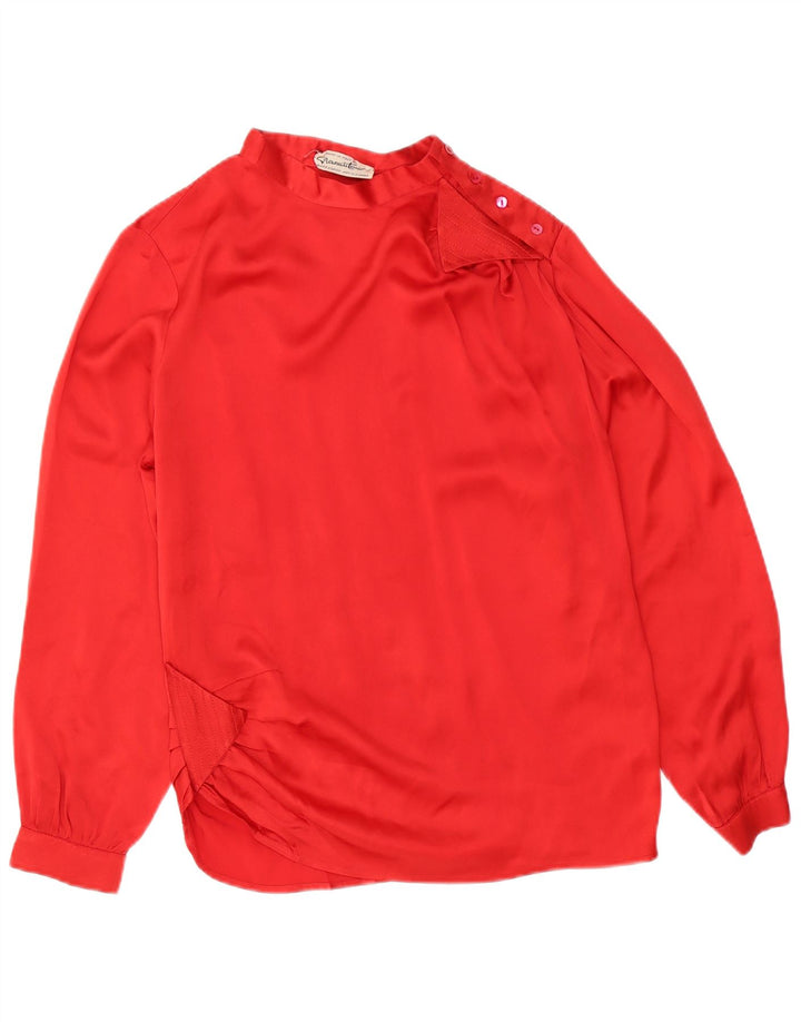 Top camicetta a maniche lunghe da donna vintage IT 42 rosso medio