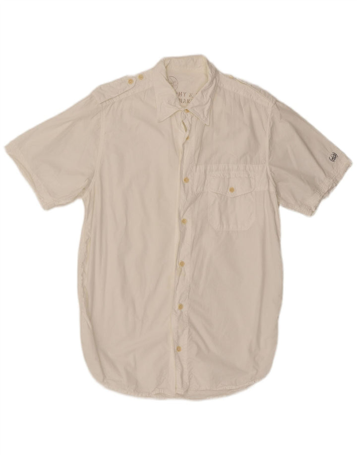 Camicia militare a maniche corte da uomo Murphy & Nye grande cotone bianco