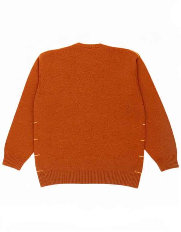 Maglione da uomo girocollo Carrera XL in lana d'agnello a quadri marrone