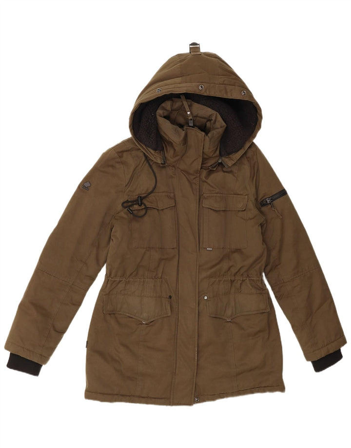 Giacca a vento con cappuccio da donna KHUJO UK 14 cotone kaki medio
