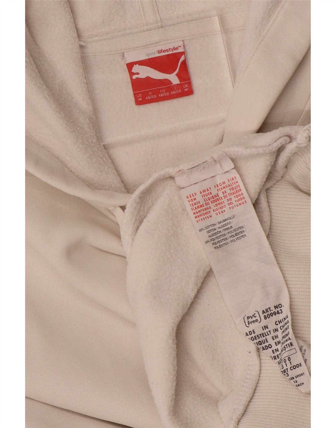 Felpa con cappuccio da uomo PUMA in cotone bianco medio