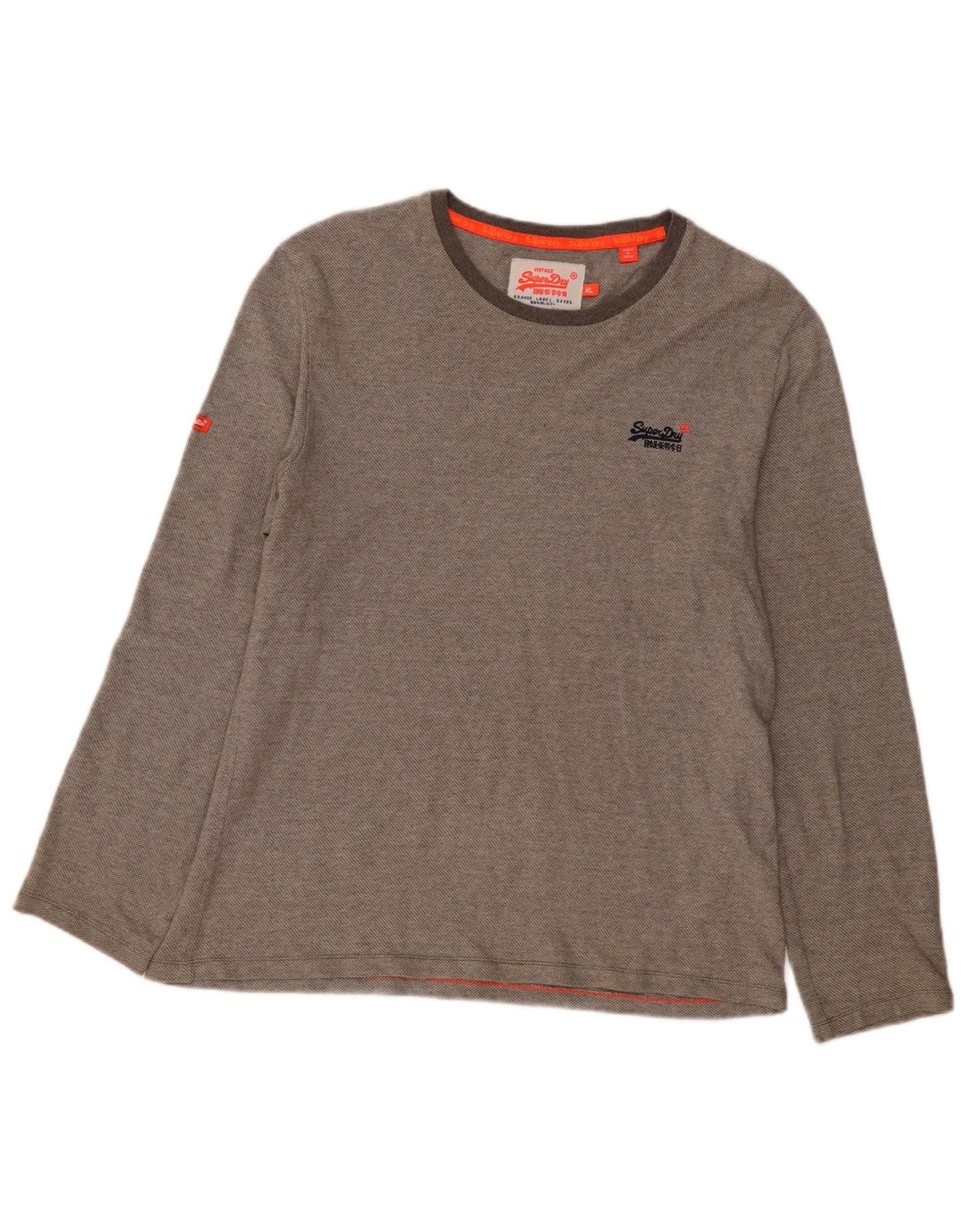 Maglia da uomo a maniche lunghe XL Superdry in cotone grigio
