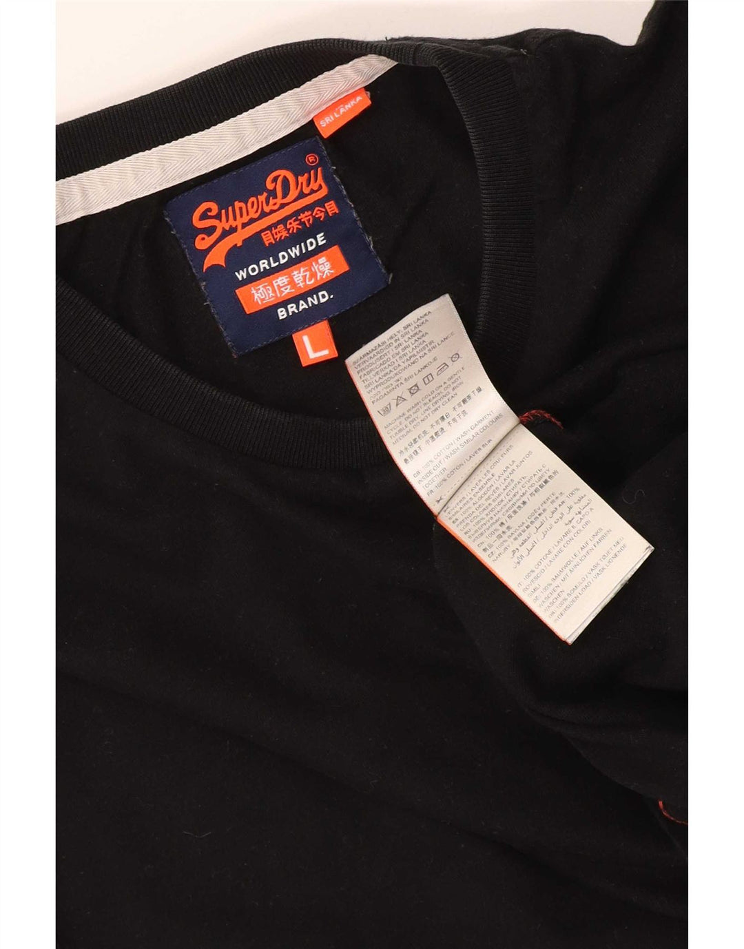 Superdry Mens T-Shirt Top Large Black Cotton