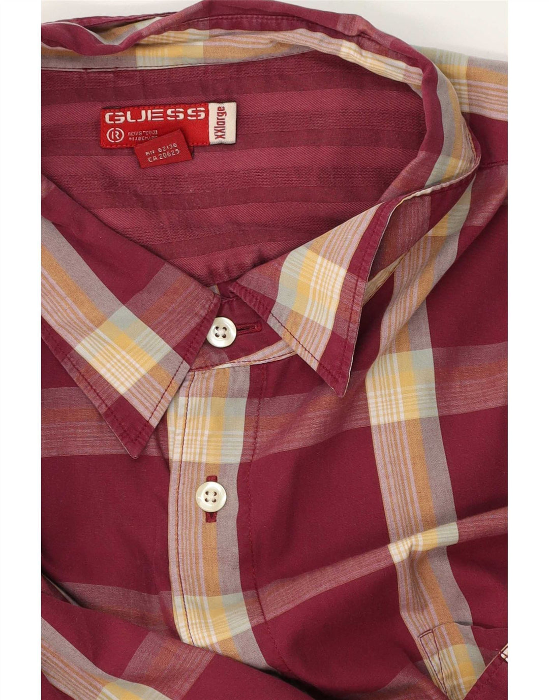 Camicia Guess da uomo a maniche corte 2XL Bordeaux a quadri