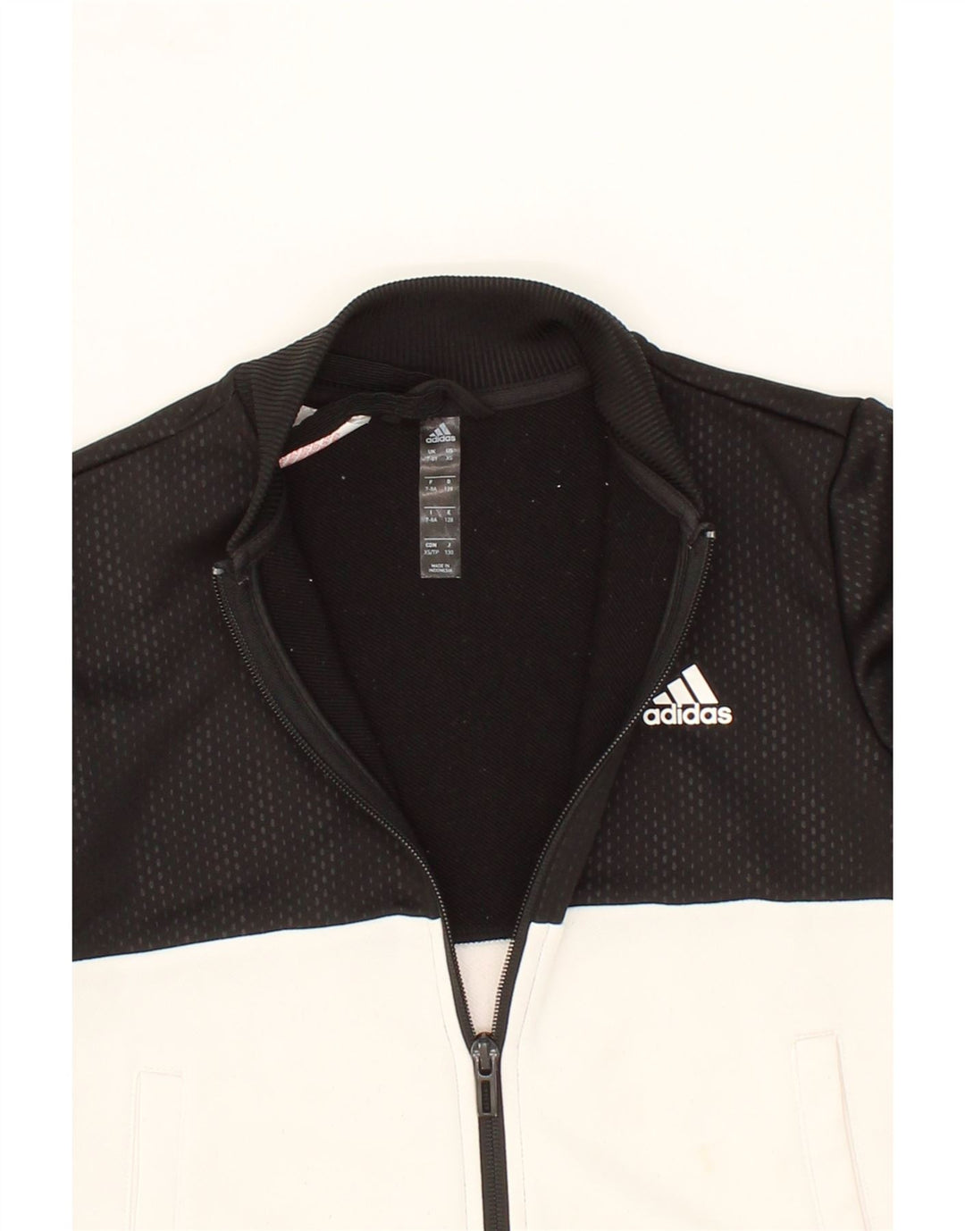 ADIDAS Boys Tracksuit Top Jacket 7-8 Years XS Black Colourblock Polyester Vintage Adidas and Second-Hand Adidas from Messina Hembry 