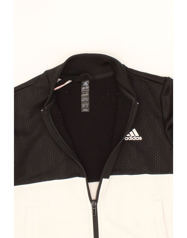ADIDAS Boys Tracksuit Top Jacket 7-8 Years XS Black Colourblock Polyester Vintage Adidas and Second-Hand Adidas from Messina Hembry 