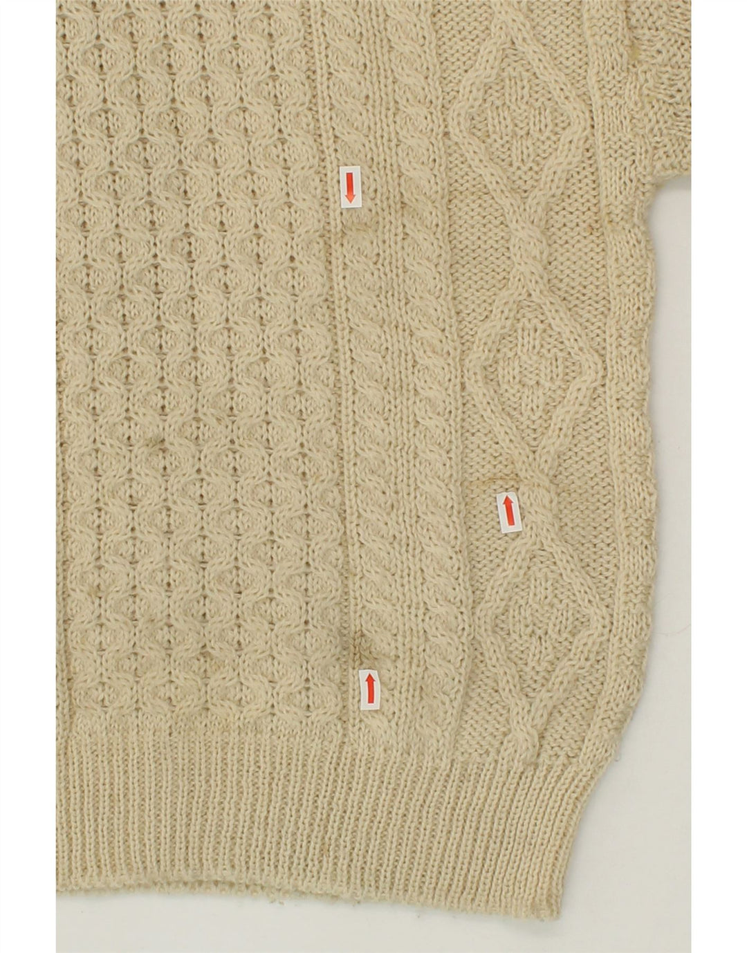 Maglione da donna con scollo a barca ARANCRAFTS UK 10 piccolo in lana beige
