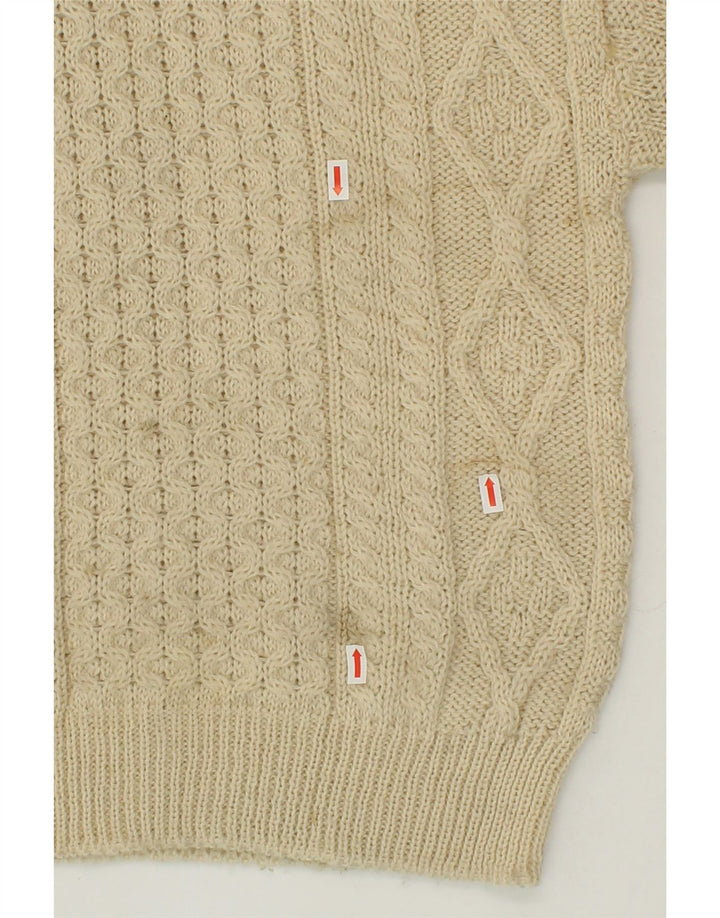 Maglione da donna con scollo a barca ARANCRAFTS UK 10 piccolo in lana beige
