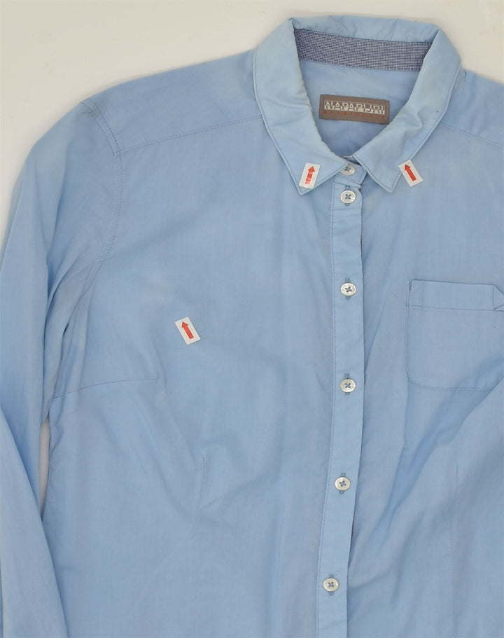 NAPAPIJRI Womens Shirt UK 6 XS Blue Cotton | Vintage Napapijri | Thrift | Second-Hand Napapijri | Used Clothing | Messina Hembry 