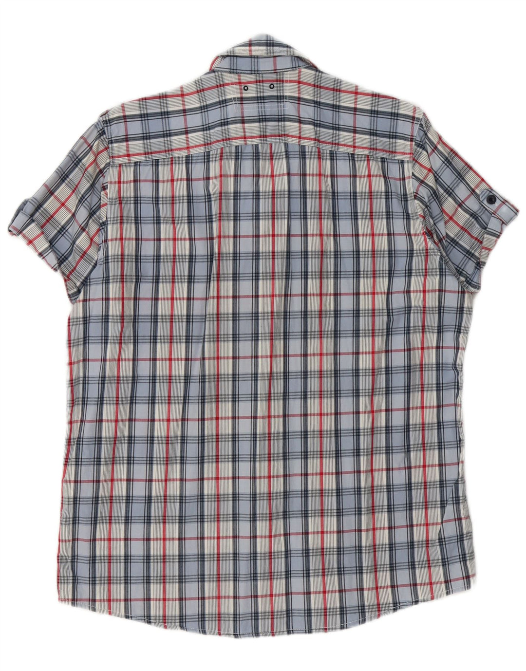 Camicia a maniche corte da uomo BRUGI XL in cotone a quadretti blu