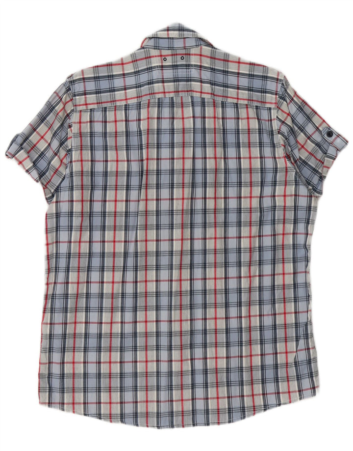 Camicia a maniche corte da uomo BRUGI XL in cotone a quadretti blu