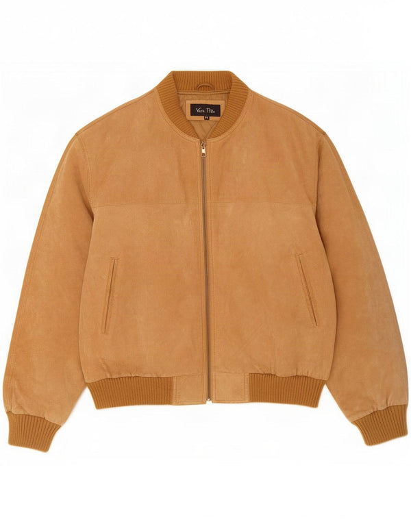 Giacca vintage in pelle scamosciata da uomo UK 42 2XL Pelle beige