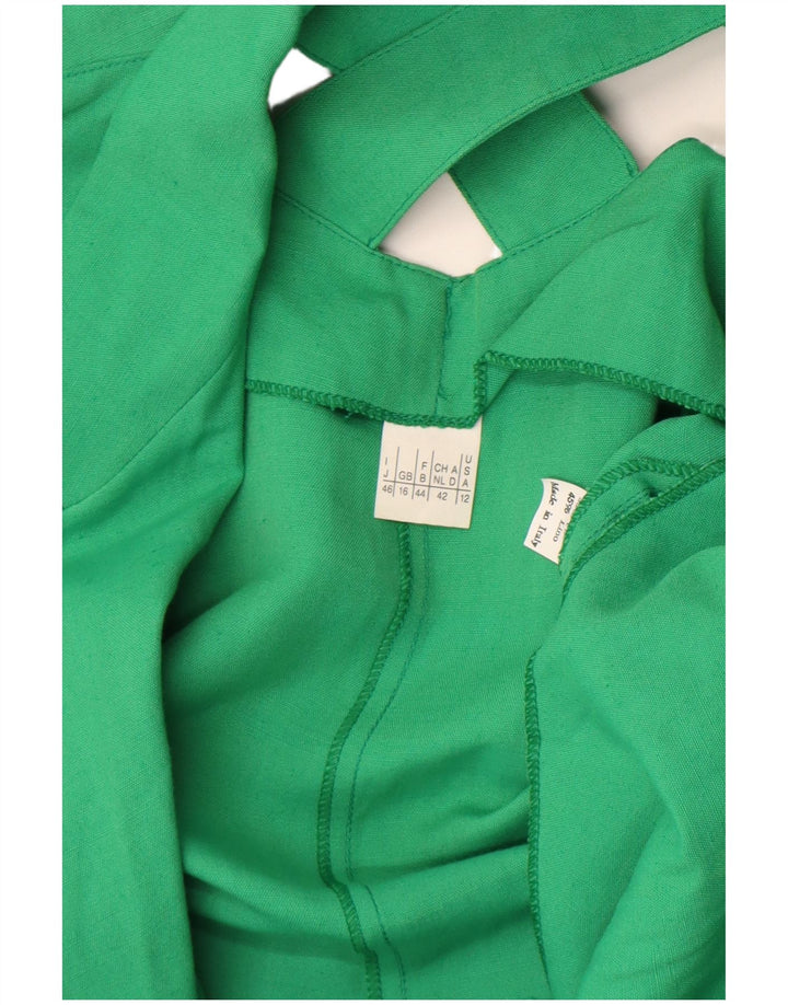 Giacca blazer vintage da donna a maniche corte a 1 bottone UK 16 grande verde