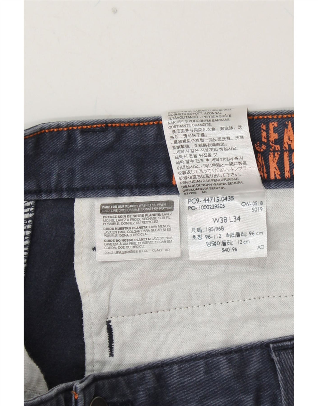 DOCKERS Pantaloni chino dritti da uomo W38 L30 cotone blu navy