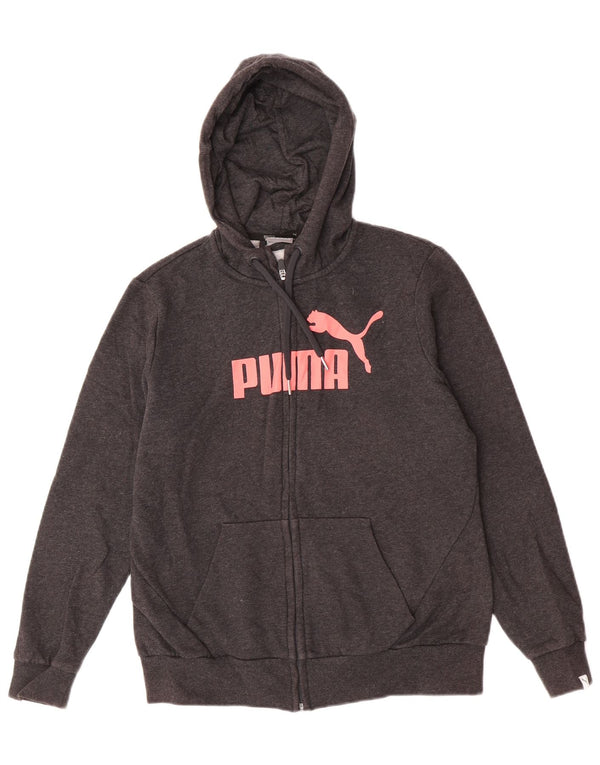Felpa con cappuccio e zip grafica da donna Puma UK 14 Large Grigio