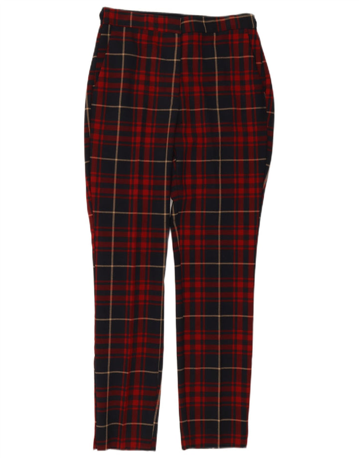 Pantaloni casual slim da donna Zara piccoli W26 L27 scozzesi rossi
